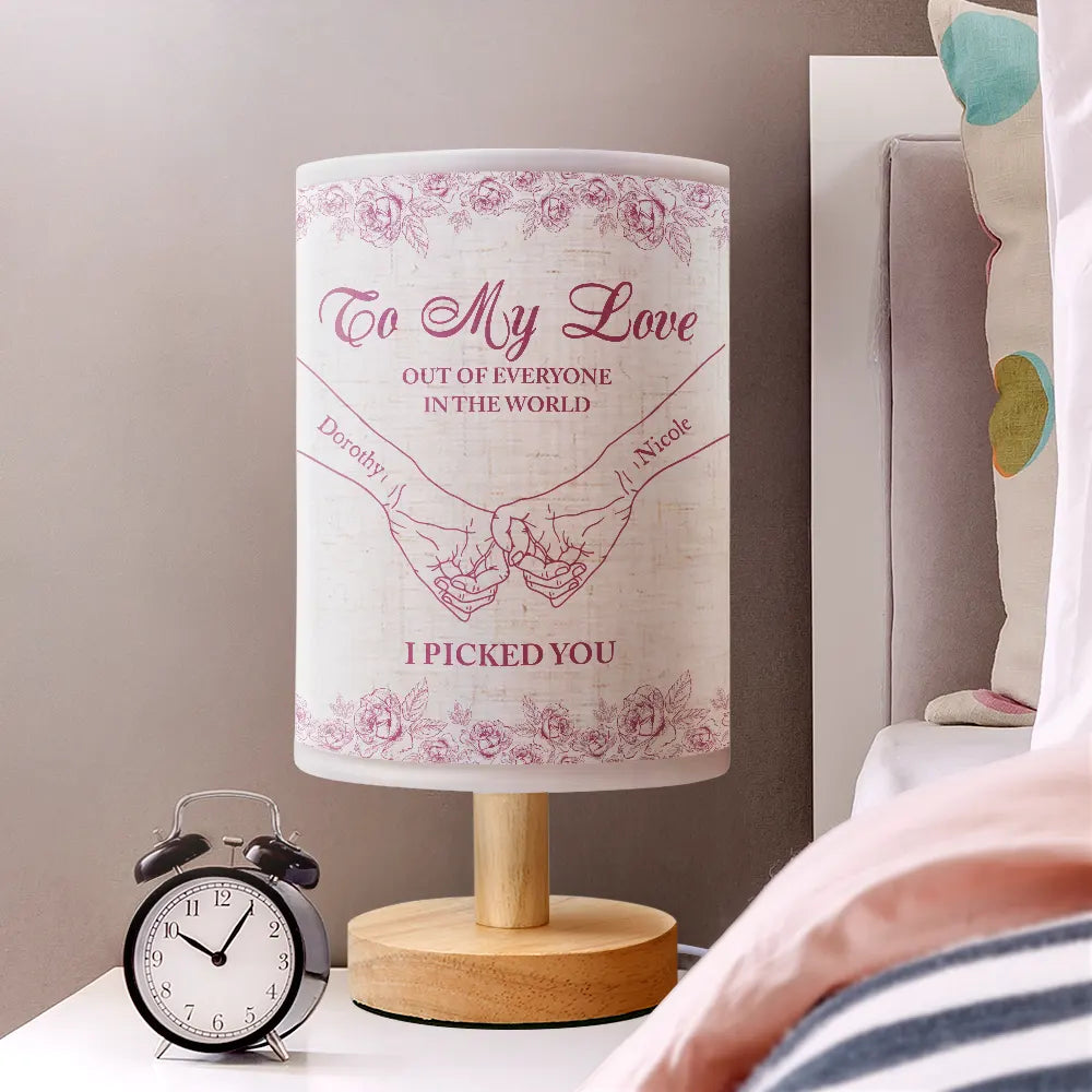 I Promise To Always Be By Your Side Holding Hands - Personalized Fabric Lamp - Gift For Couple, Anniversary Gift
