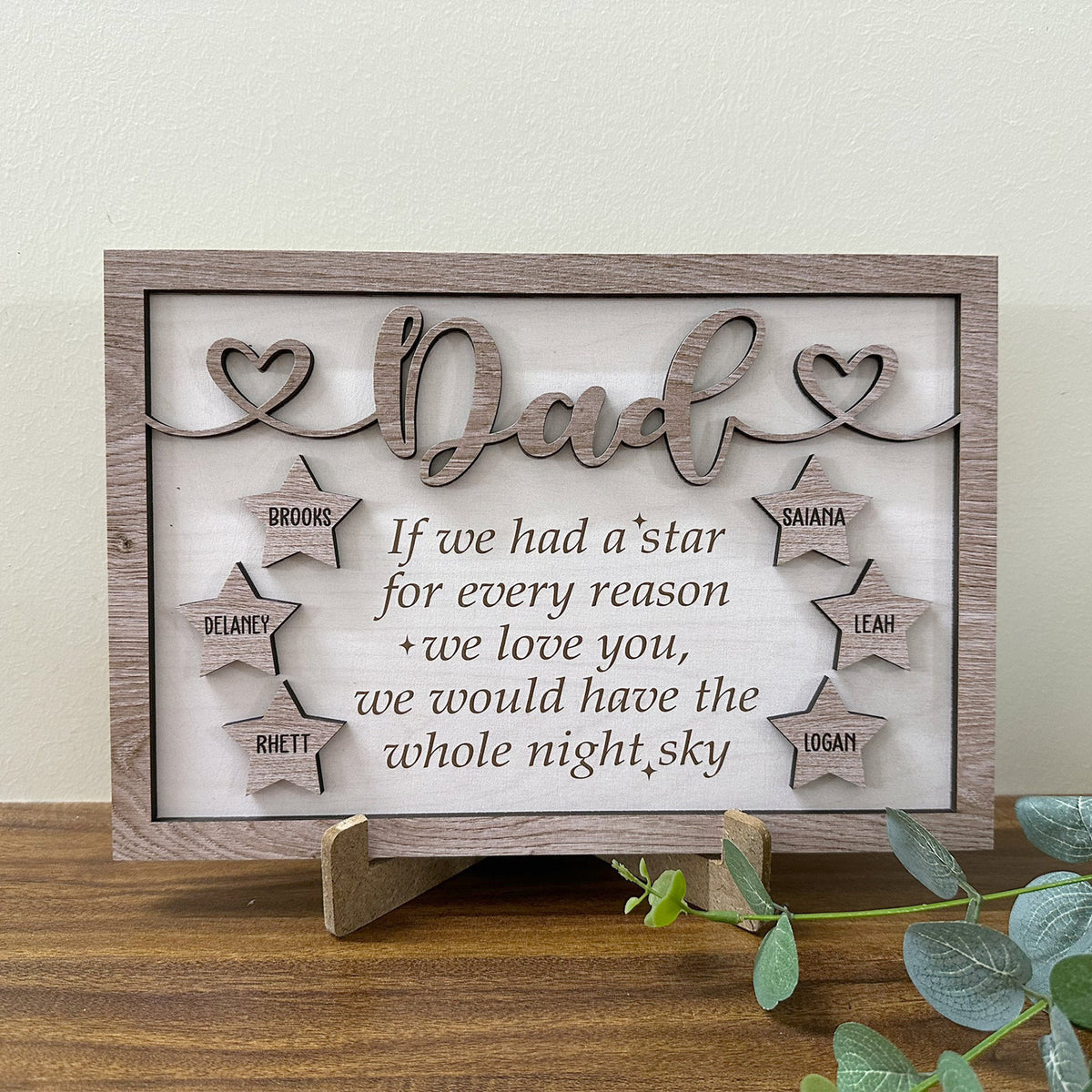 Personalized Dad Sign with Kids Names, Fathers Day Gift, Star Sign Gifts for Dad from Daughter, Gift from Kids, Dad Wood Sign, Dad Gift