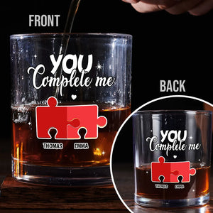 You Complete Me - Personalized Whiskey Glass - Anniversary Gift, Valentine's Day Gift For Couple