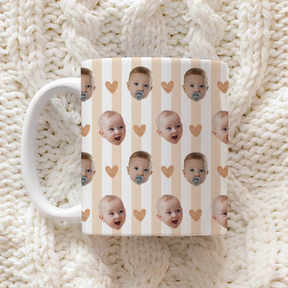 Baby Face Striped Cup - Funny Gift Keepsake Mug For Family
