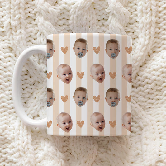 Baby Face Striped Cup - Funny Gift Keepsake Mug For Family