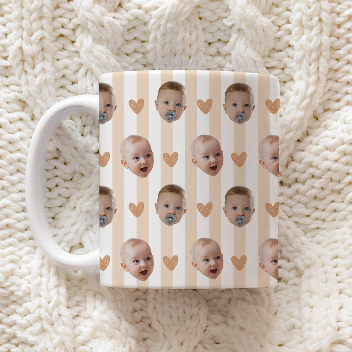 Baby Face Striped Cup - Funny Gift Keepsake Mug For Family