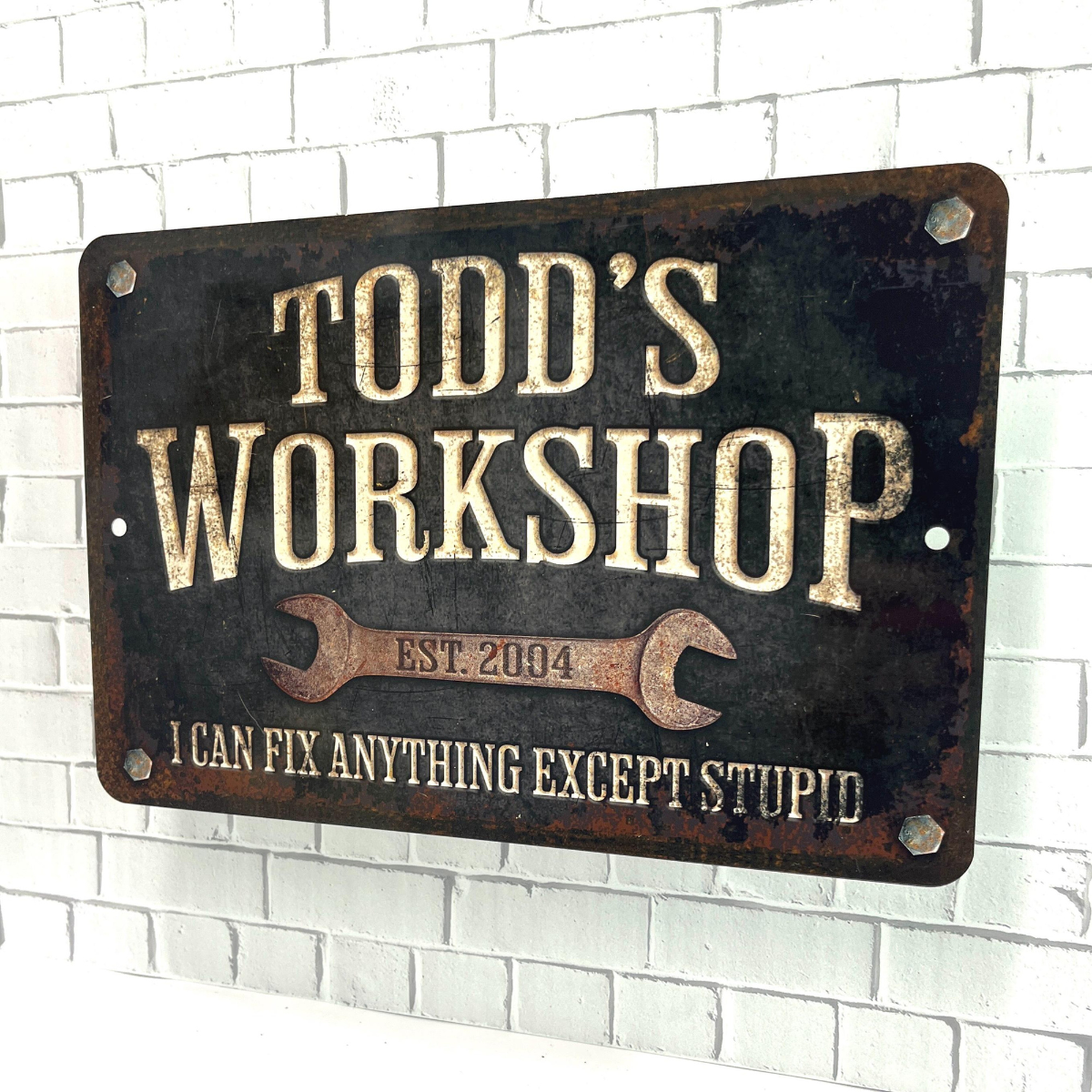 Custom Workshop Sign, Dad's Workshop, Metal Garage Sign, Personalized Gift for Dad Grandpa