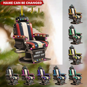 Barber Chair - Personalized Acrylic Ornament - Christmas Gift For Barber Shop