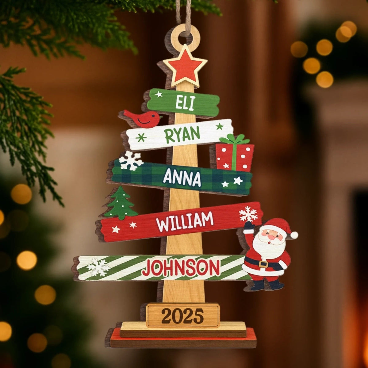 Our Family Christmas Tree - Personalized Layered Wooden Ornament - Christmas Gift For Family, Keepsake Ornament