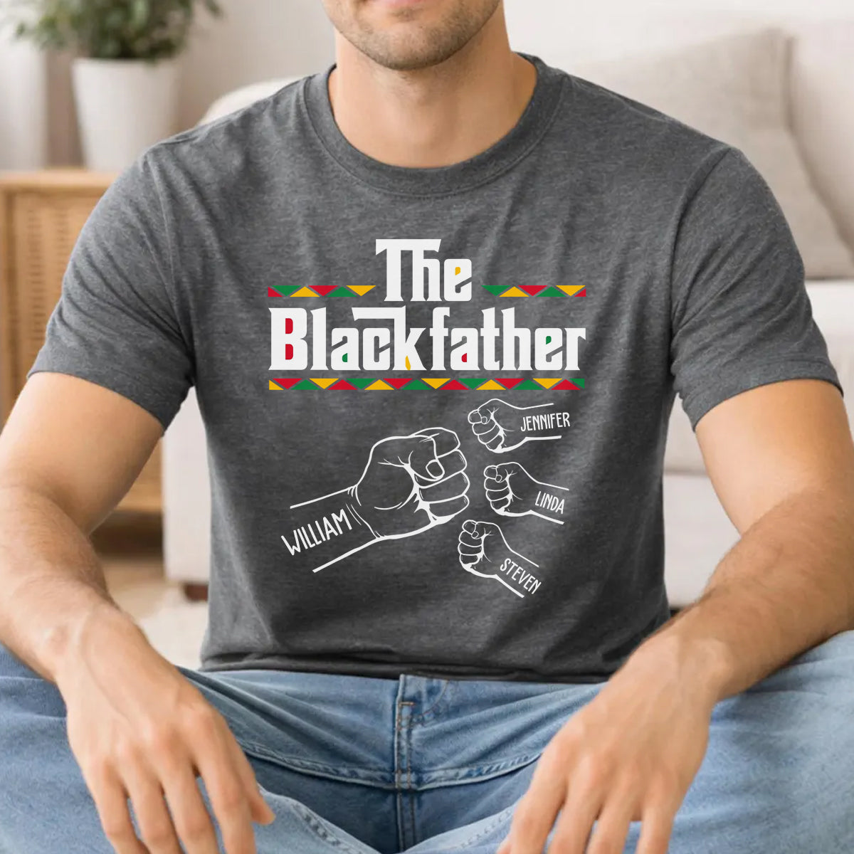 The Black Father - Personalized T-Shirt For Dad