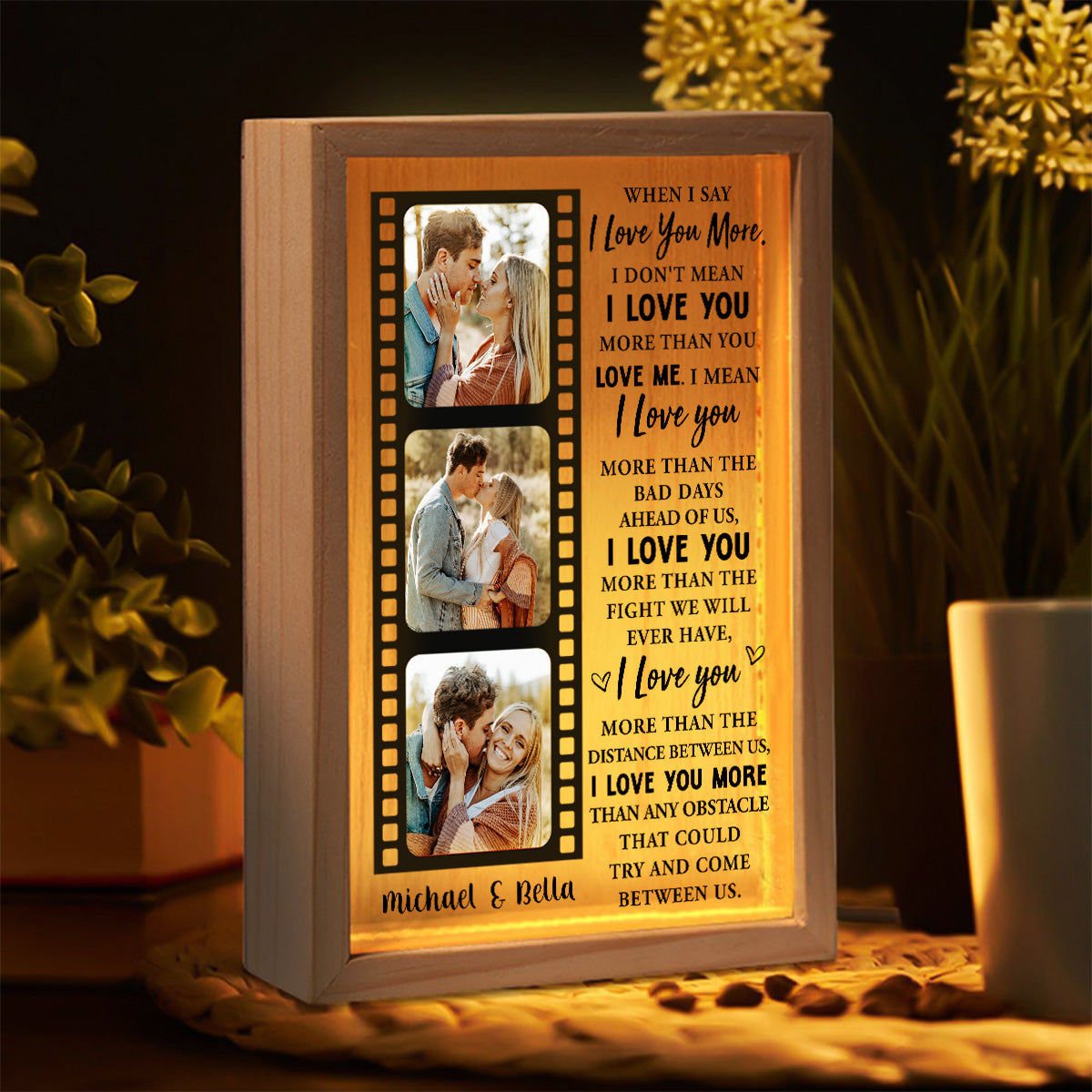 When I Say I Love You More - Personalized Frame Light Box - Anniversary Gift, Valentine's Day Gift For Couple