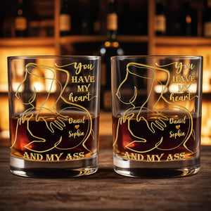 You Have My Heart - Personalized Whiskey Glass - Gift For Boyfriend, Husband, Valentine's Day Gift