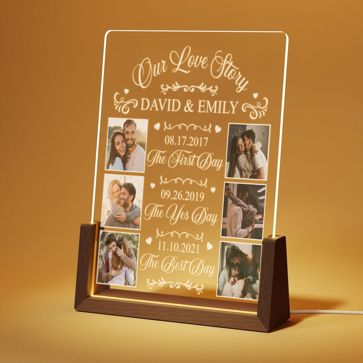 Personalize Couple's Night Light Name and Anniversary date - Customize Night Light for Couples, Valentine's Gifts, Gifts for Him/Her