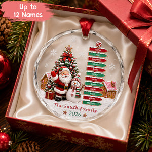Family Names Santa & Snowman Glass Ornament - Personalized Christmas Gifts