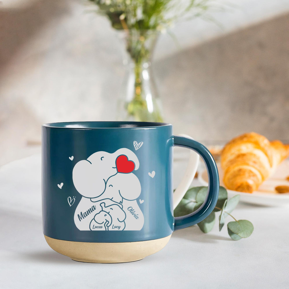 Personalized Elephant Family Mug, Custom Mom Mug, Mama Mug with Kid Names, Mother's Day Gift, Gift for Mom