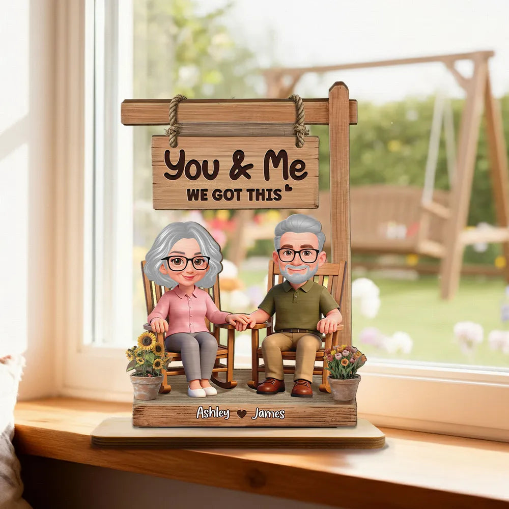 You & Me We Got This 3D Effect Couple - Personalized Wooden Plaque - Anniversary, Valentine's Day Gift For Couple