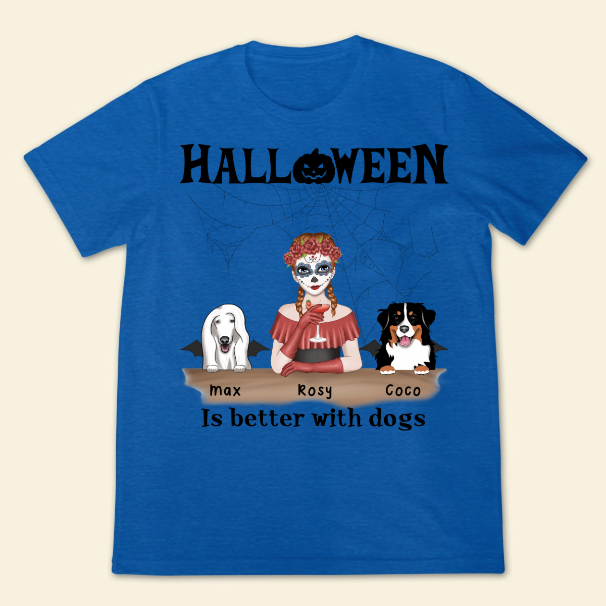 Halloween Is Better With A Dog Personalized Dog Mom T-Shirt Halloween Custom Shirt Enjoy Halloween Night With Dog Gift For Dog Lovers