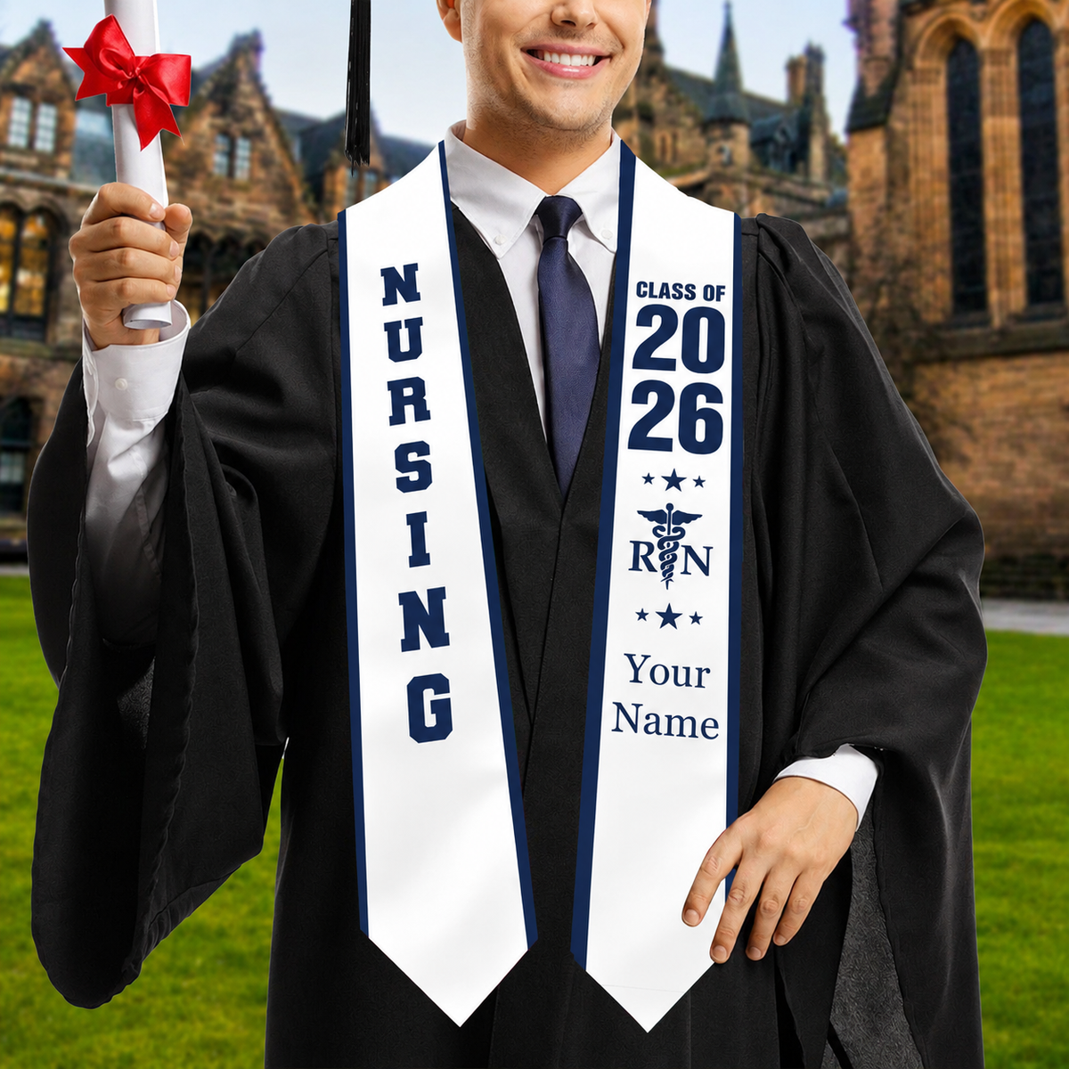 Custom Nursing Graduation Stole, Personalized Class of 2026 Sash, Graduation Day