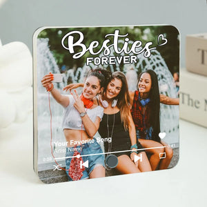 Besties Forever Upload Photo - Personalized Music Fridge Magnet - Heartfelt Gift For Best Friends, Sisters, Besties