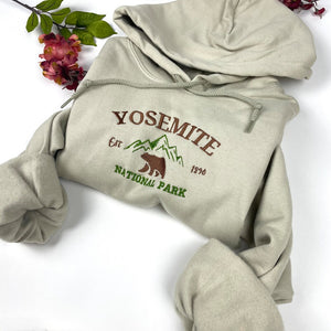 Yosemite Embroidered Hoodie - Yosemite Bear National Park