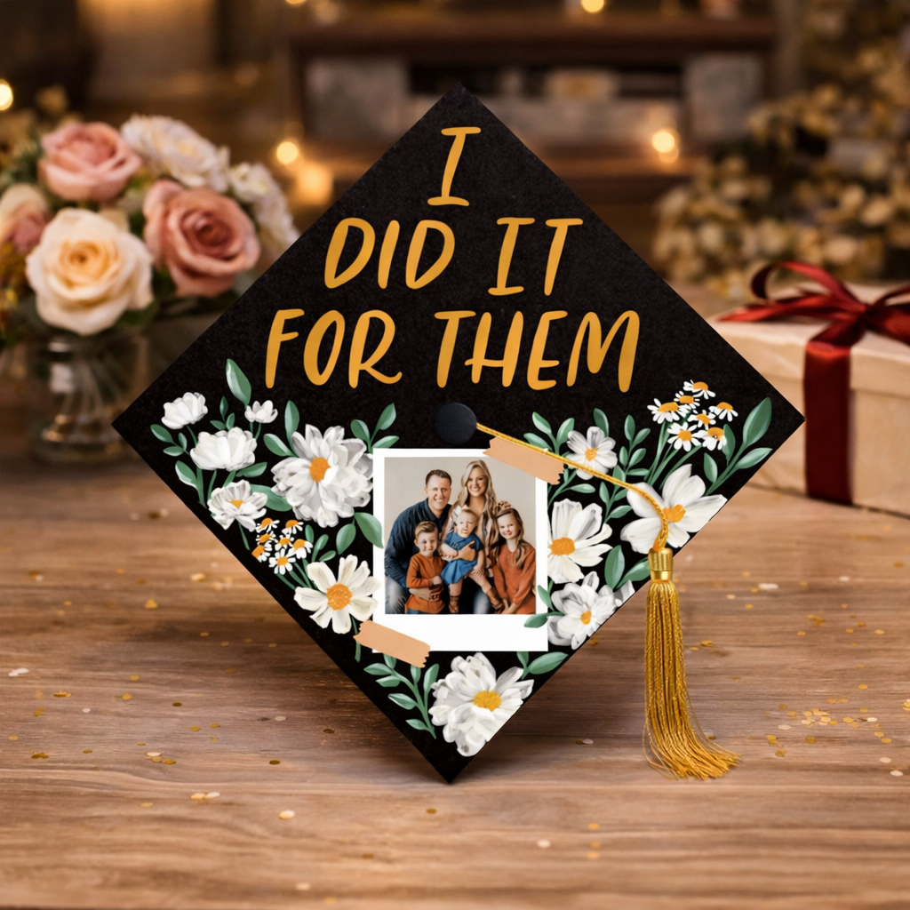 I Did It For Them Custom Family Photo, Personalized Graduation Cap Topper, Graduation Gift