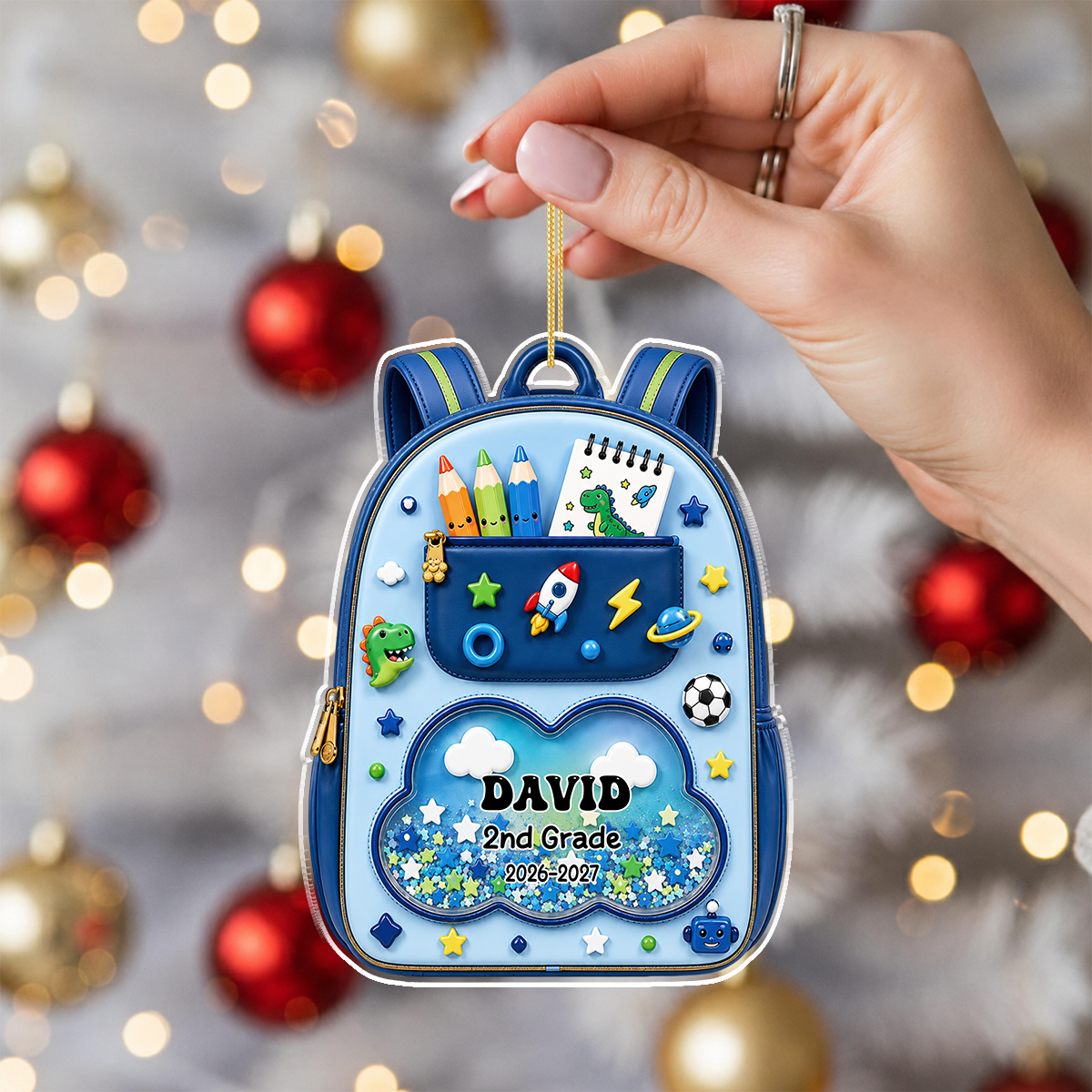 School Year Backpack Acrylic Ornament - Personalized Kids Christmas Gifts