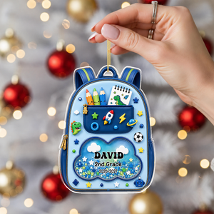 School Year Backpack Acrylic Ornament - Personalized Kids Christmas Gifts