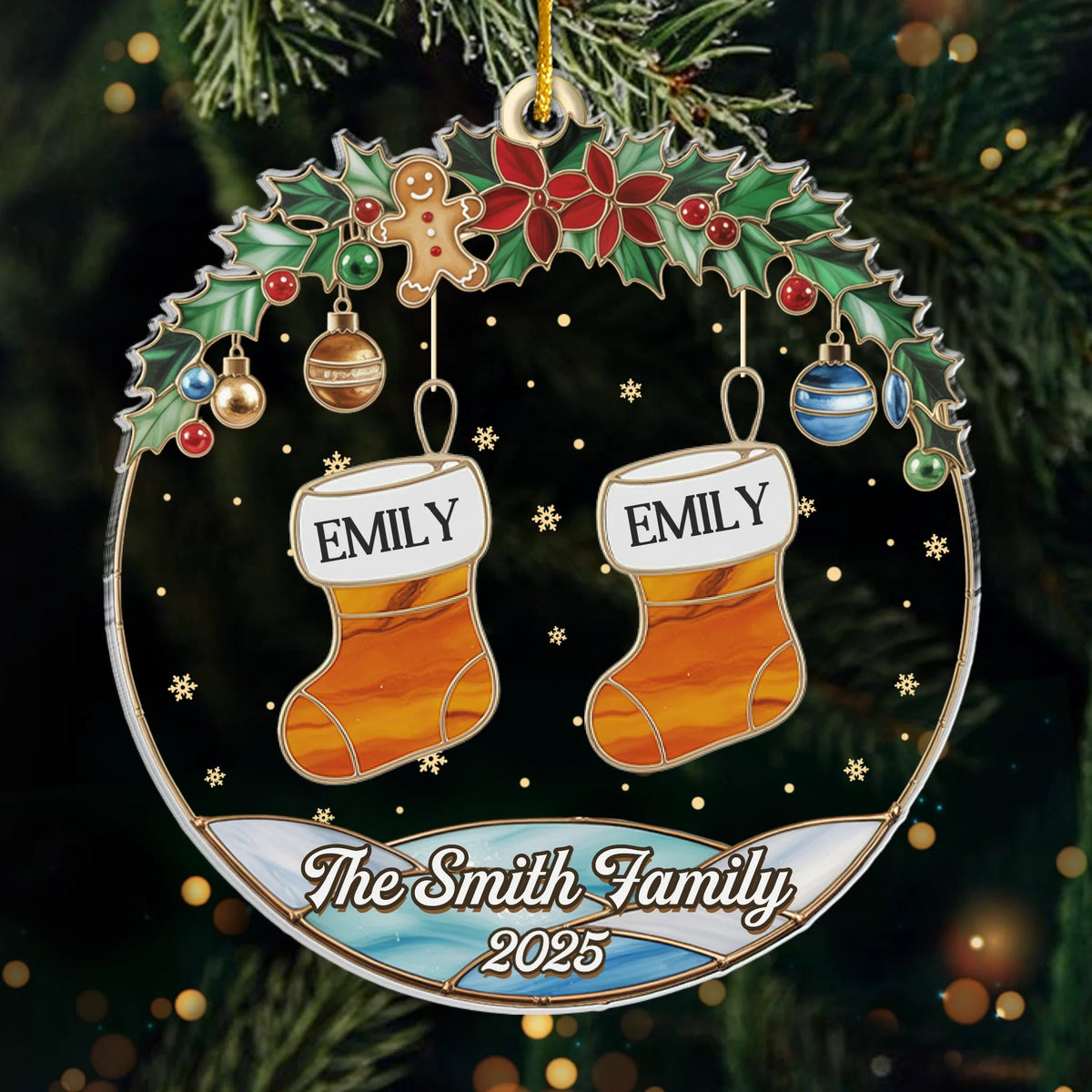 Family Stockings Full Of Memories - Personalized Acrylic Shaped Ornament - Gift For Family, Christmas Gift