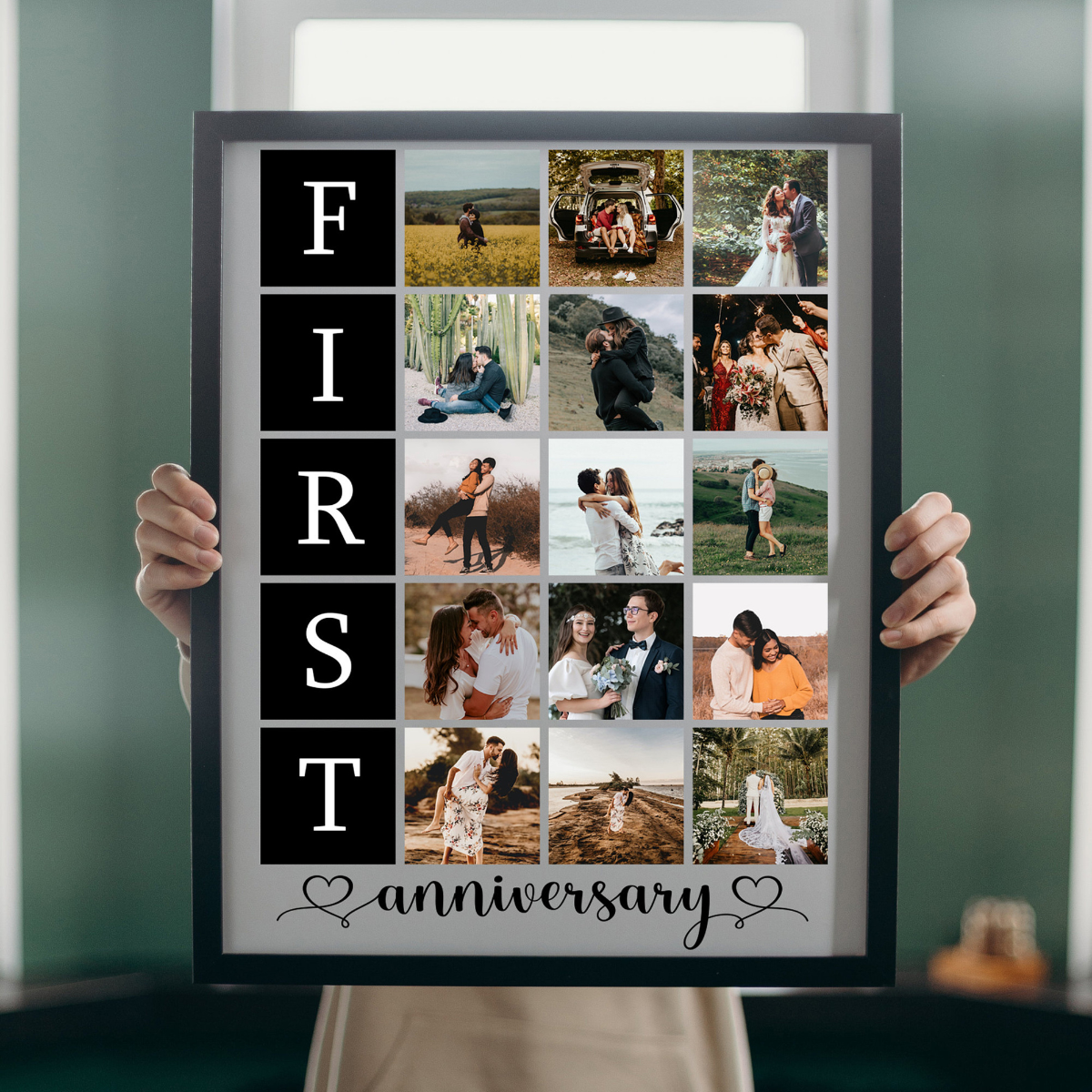 First Anniversary Gift for Couple, 1st Anniversary Gift, Personalized Photo Canvas Wall Art Decor