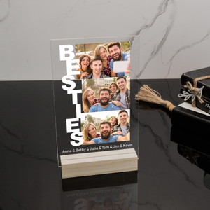 Personalized Besties Photo Collage, Personalized 3D LED Light Wooden Base, Gift For Friends, Besties