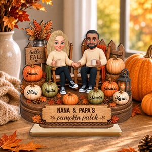 Grandpa & Grandma's Pumpkin Patch - Personalized Wooden Plaque - Cozy Fall Decor for Grandparents