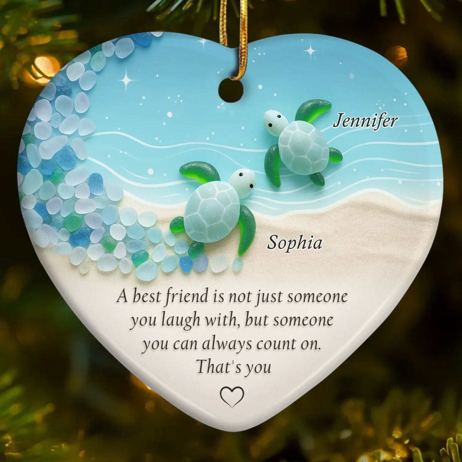 Turtle Friends Through Every Tide - Personalized Ornament - Christmas Gift For Friends