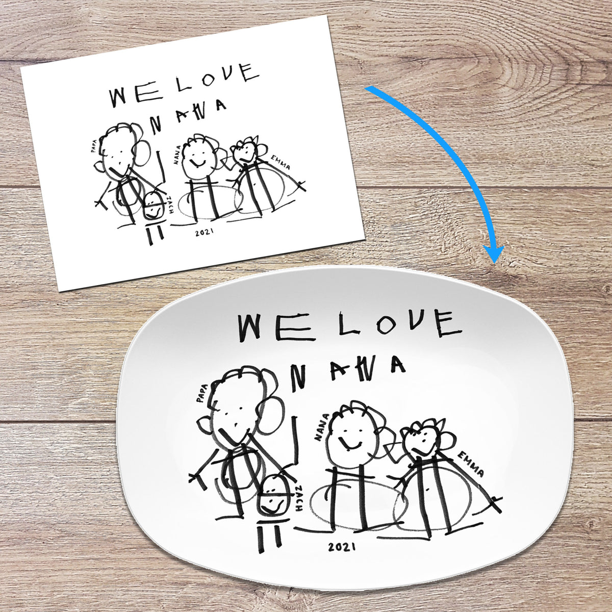 Custom Drawing Artwork Platter, Mother's Day gift, Father's Day gift, Birthday Gift, Christmas Gift For Family