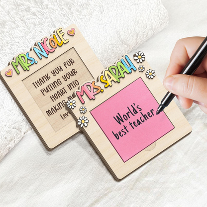 Personalized Teacher Appreciation Gifts, Custom Sticky Note Holder, Teacher Desk Decor, Thank You Gift, Gift For Teacher, Post Note Holder