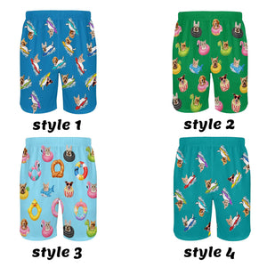 Custom Pet Face Beach Shorts, Personalized Surfing Swim Trunks, Summer Vacation Pet Party swimwear