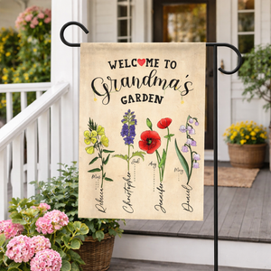Grandma Gift, Mother's Day Gift For Grandma, Mimi Granny Birthday Gift, Personalized Grandma's Flowers Garden Flag, Custom Grandkids Name