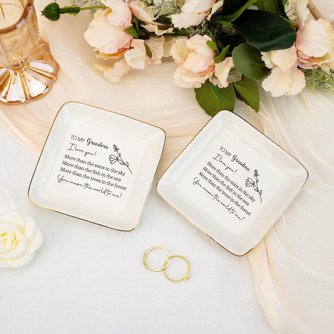 Thank you Text Ring Dish, Personalised Ring Dish for Grandma, Thank you Mom Jewelry Dish, Wedding Ring Holder for Nana, Thank you Gift