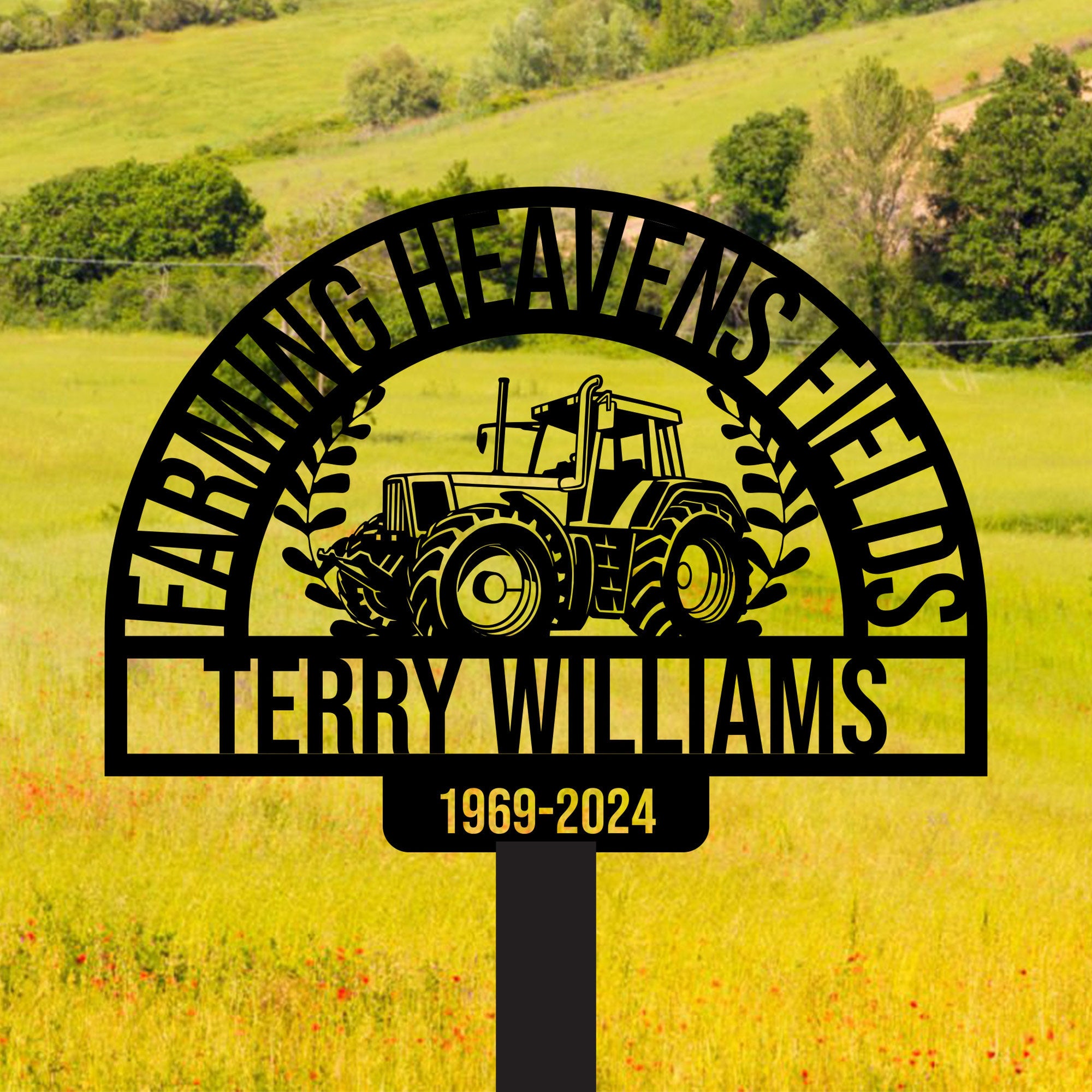 Personalized Farmer Tractor Stake, Farmer Gifts, Farm Garden Metal Yard Art, Farm Garden Decoration, Dad Memories Stake, Father's Day Gifts