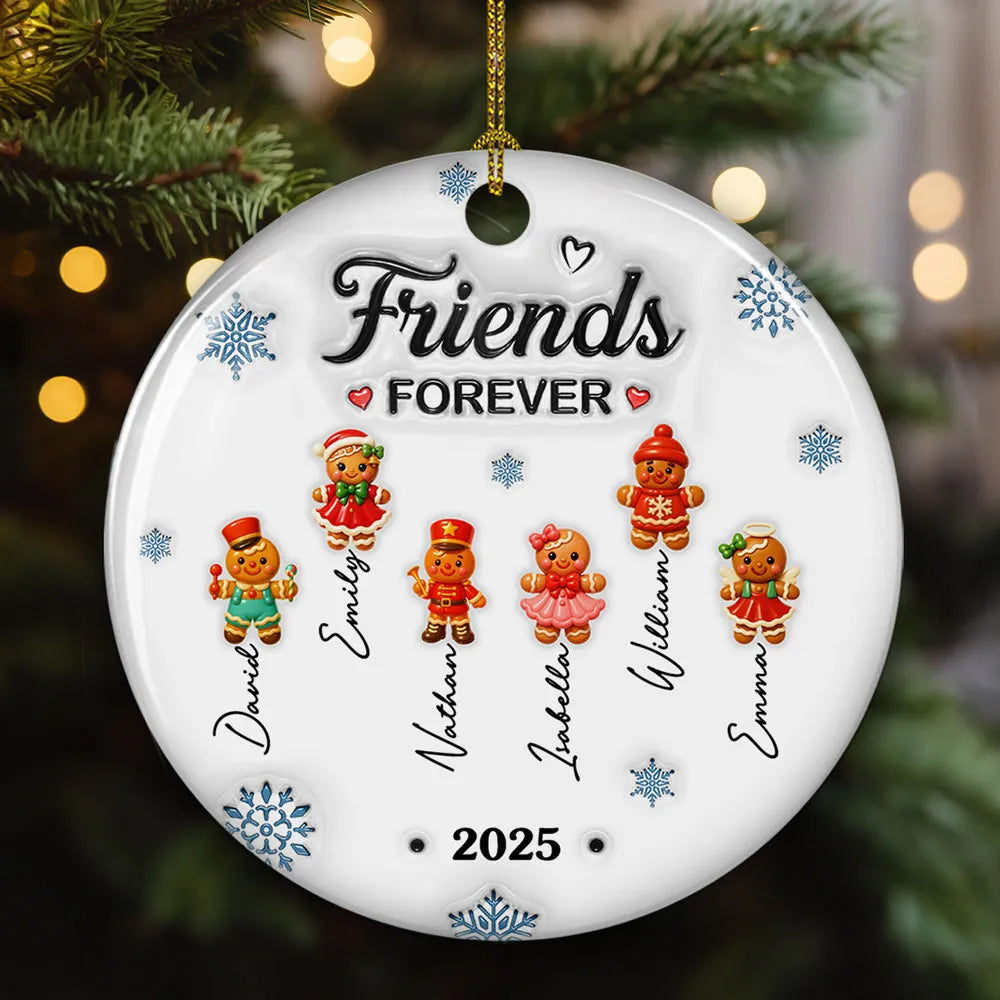 Gingerbread Friends - Personalized Custom 3D Inflated Effect Ornament - Christmas Gift For Friends, Sisters, Siblings