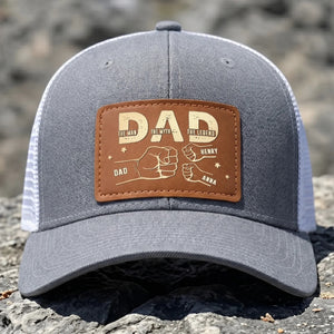 Dad The Man The Myth The Legend - Personalized Leather Label Net Hat - Gift For Father, Father's Day Gift