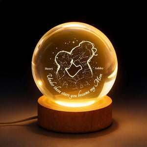The Night You Became My Mom - Personalized Crystal Ball LED Light- Heartfelt Gift For Mom, Grandma
