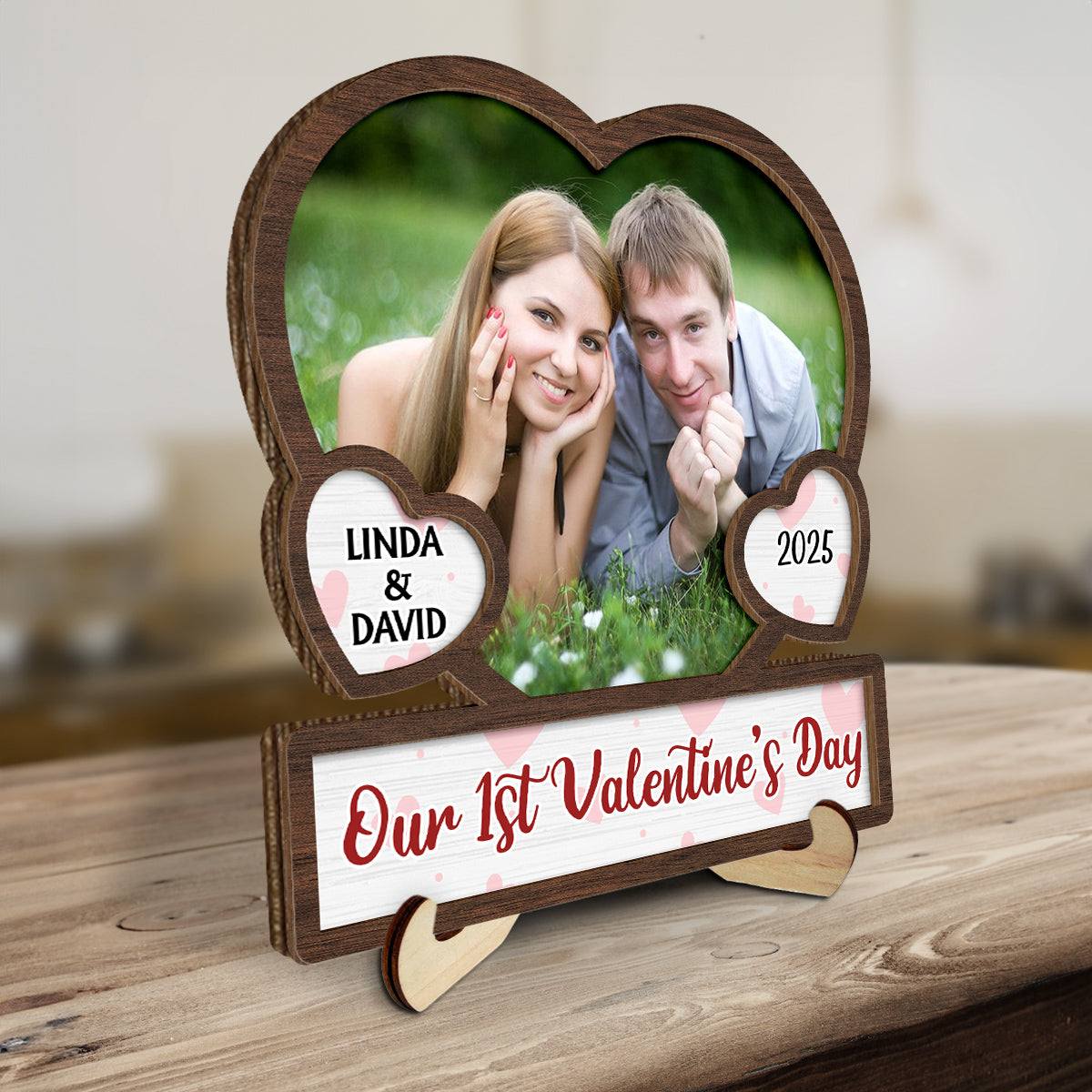 Our Valentine's Day Photo - Personalized Wooden Plaque - Valentine's Day Gift For Couple, Anniversary Gift