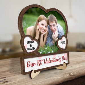 Our Valentine's Day Photo - Personalized Wooden Plaque - Valentine's Day Gift For Couple, Anniversary Gift