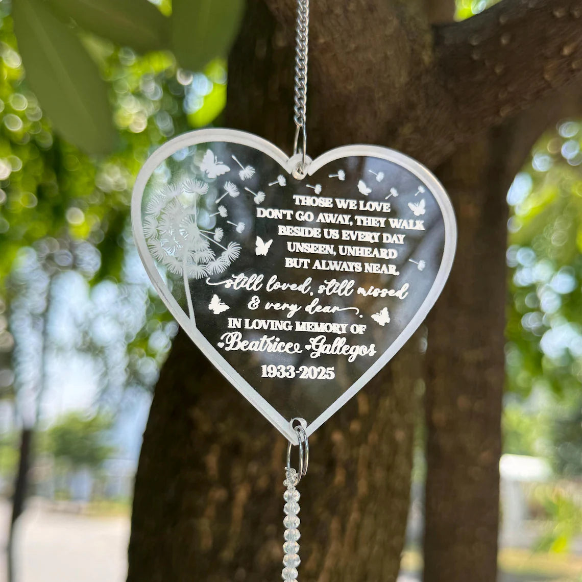 Memorial Crystal Suncatcher, Sympathy Gift for Loss of Mom Grandma Dad Grandpa, Those we love don't go away Memorial Suncatcher