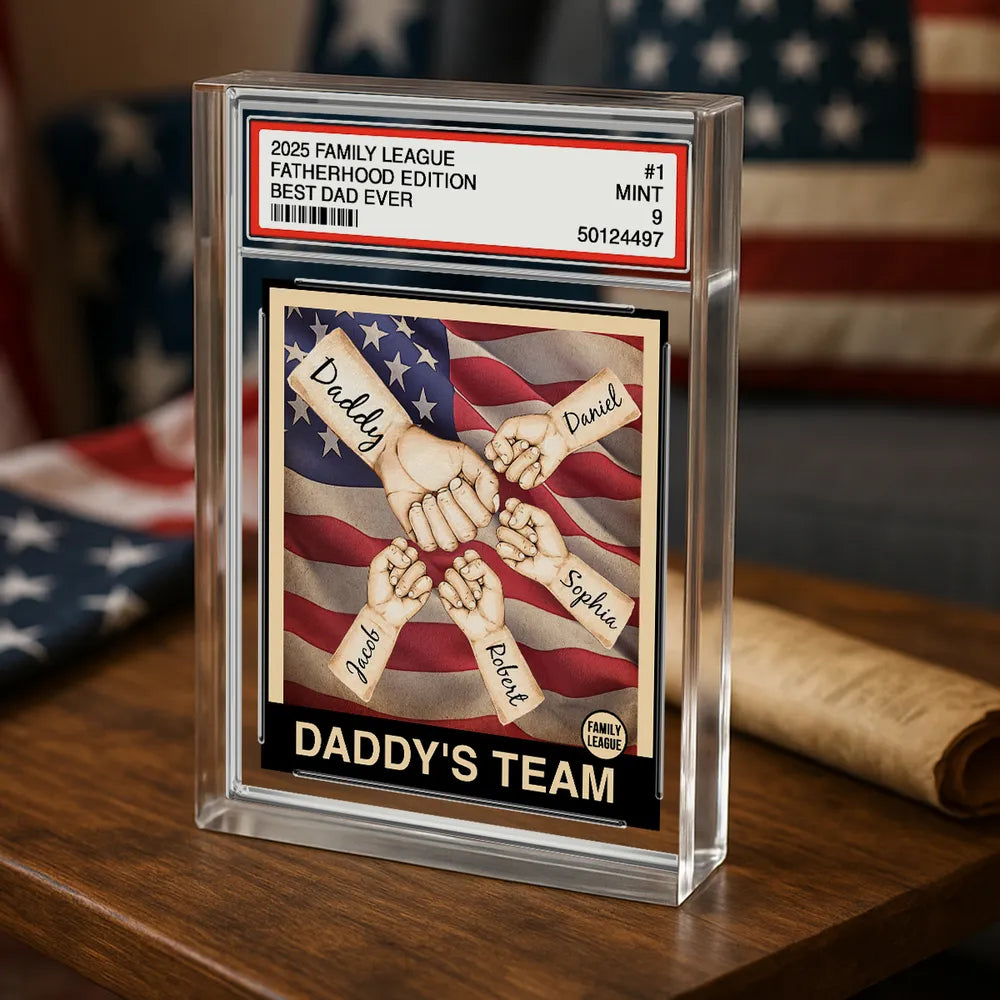 American Daddy's Team Dad Family League - Personalized Acrylic Plaque - Gift For Dad, Father's Day Gift
