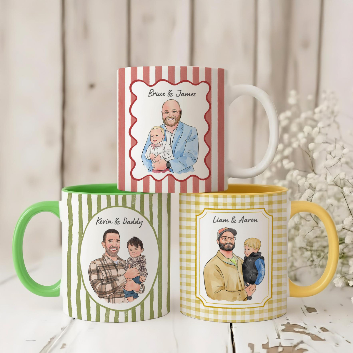 Custom Mug from Photo, Dad Portrait Mug, Anniversary Mug Gift for Him, Personalized Picture Coffee Mug