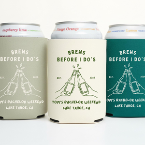 Brews Before I Do Can Cooler, Custom Bachelor Party Favor, Wedding Party Favor