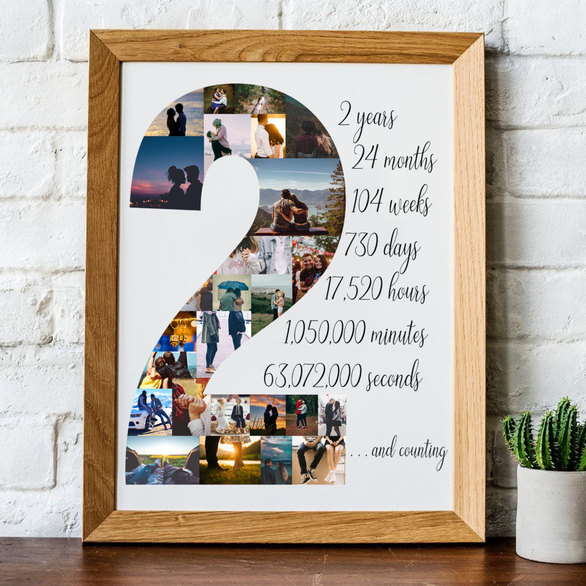 2 Year Anniversary Gift for Him, Personalize Second Anniversary Gift for Husband, 2nd Anniversary Gift for Boyfriend, Custom Photo Collage