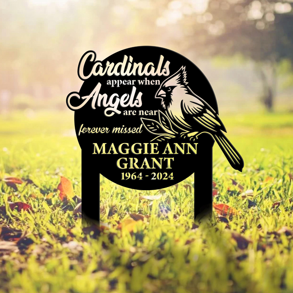Custom Cardinal Memorial Stake, Personalized Cardinal Bird Garden Memorial, Memorial Plaque, Cemetery Stake, Remembrance Gift