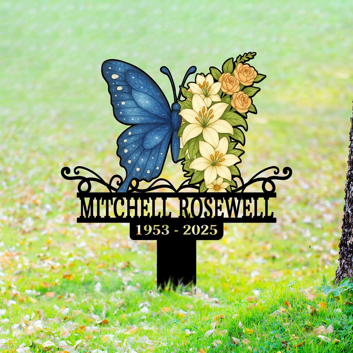Personalized Butterfly Memorial Plaque Stake, Loss of Mom Grandma Butterfly Garden Sign, Mother's Day In Loving Memory Gift, Cemetery Stake