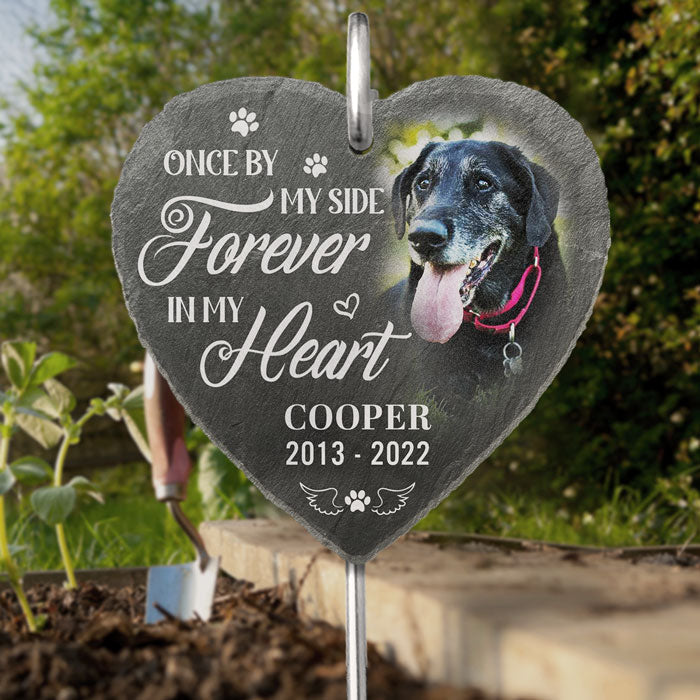 Once By My Side, Forever In My Heart Memorial Dog Photo - Personalized Slate Plaque - Memorial Gift For Pet Owner