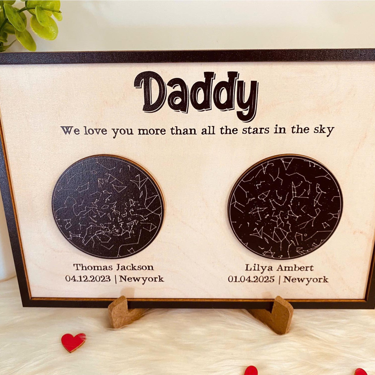Dad Star Map Wooden Sign, Custom Gift For Dad From Daughter Son, Night Sky Star Map By Date , Fathers day Gift, Gift for Mom