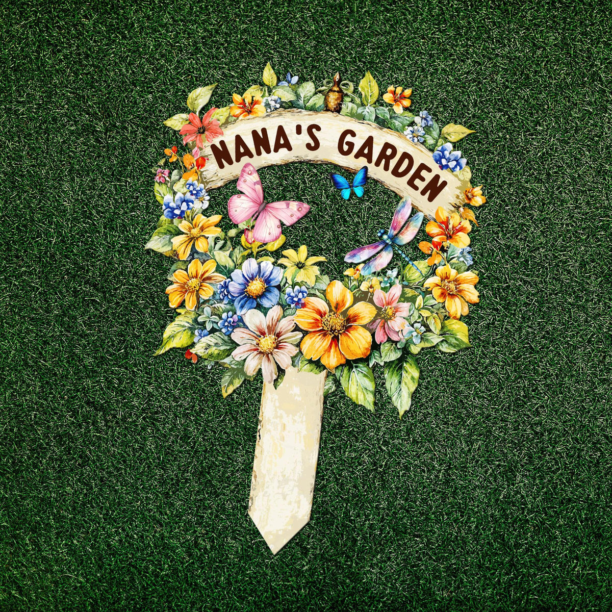 Custom Flower Sign with Stake, Personalized Garden Name Sign, Garden Flower Sign, Metal Yard Art, Gardening Gift, Gift for Mom, Garden Decor