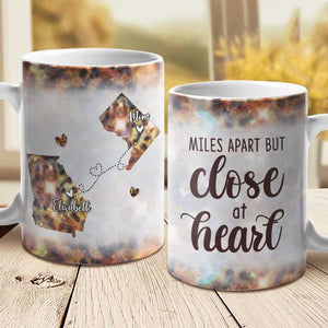 Miles Apart But Close At Heart - Personalized Mug - Gift For Mom, Mother's Day, Birthday Gift, Long Distance Gift